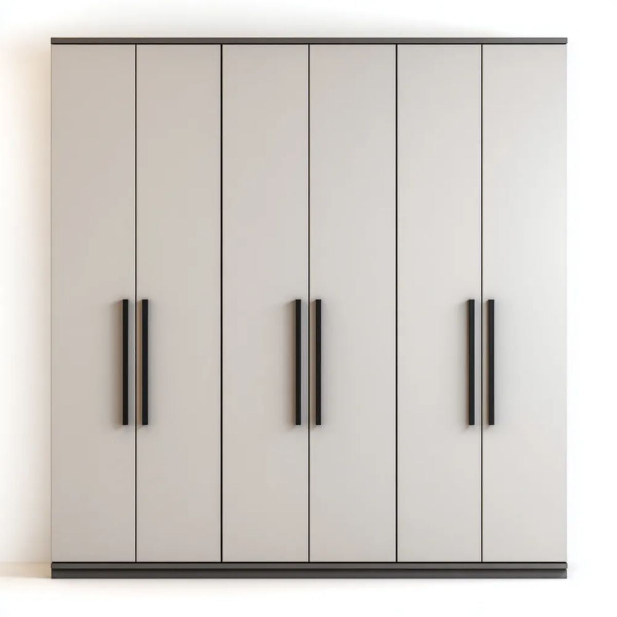 Szafa sześciodrzwiowa jasnoszara z laminowanej płyty wiórowej 270 × 60 × 240 cm