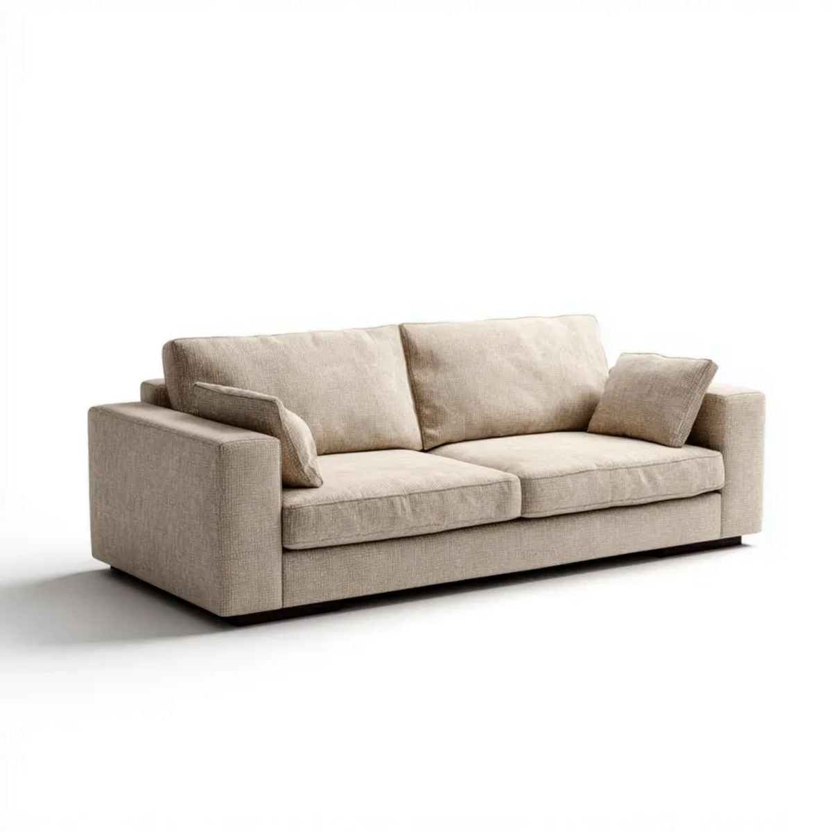 Trzyosobowa sofa beżowa z tapicerką poliestrową 220 x 95 x 85 cm