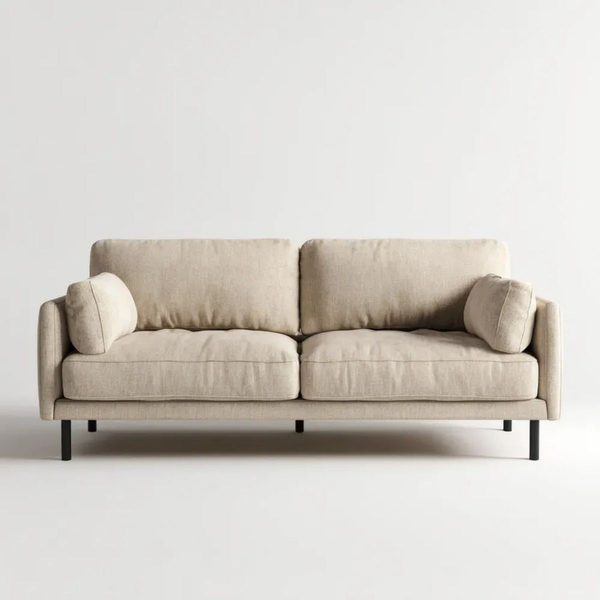 Sofa 3-osobowa beżowa z tapicerką poliestrową 220 x 90 x 82 cm
