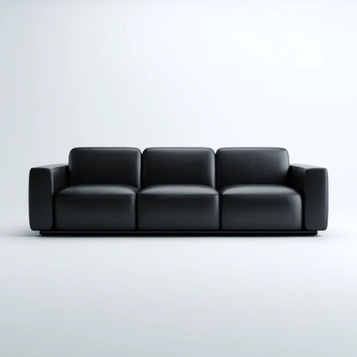 Czarna trzyosobowa sofa ze skóry syntetycznej 210 x 88 x 78 cm