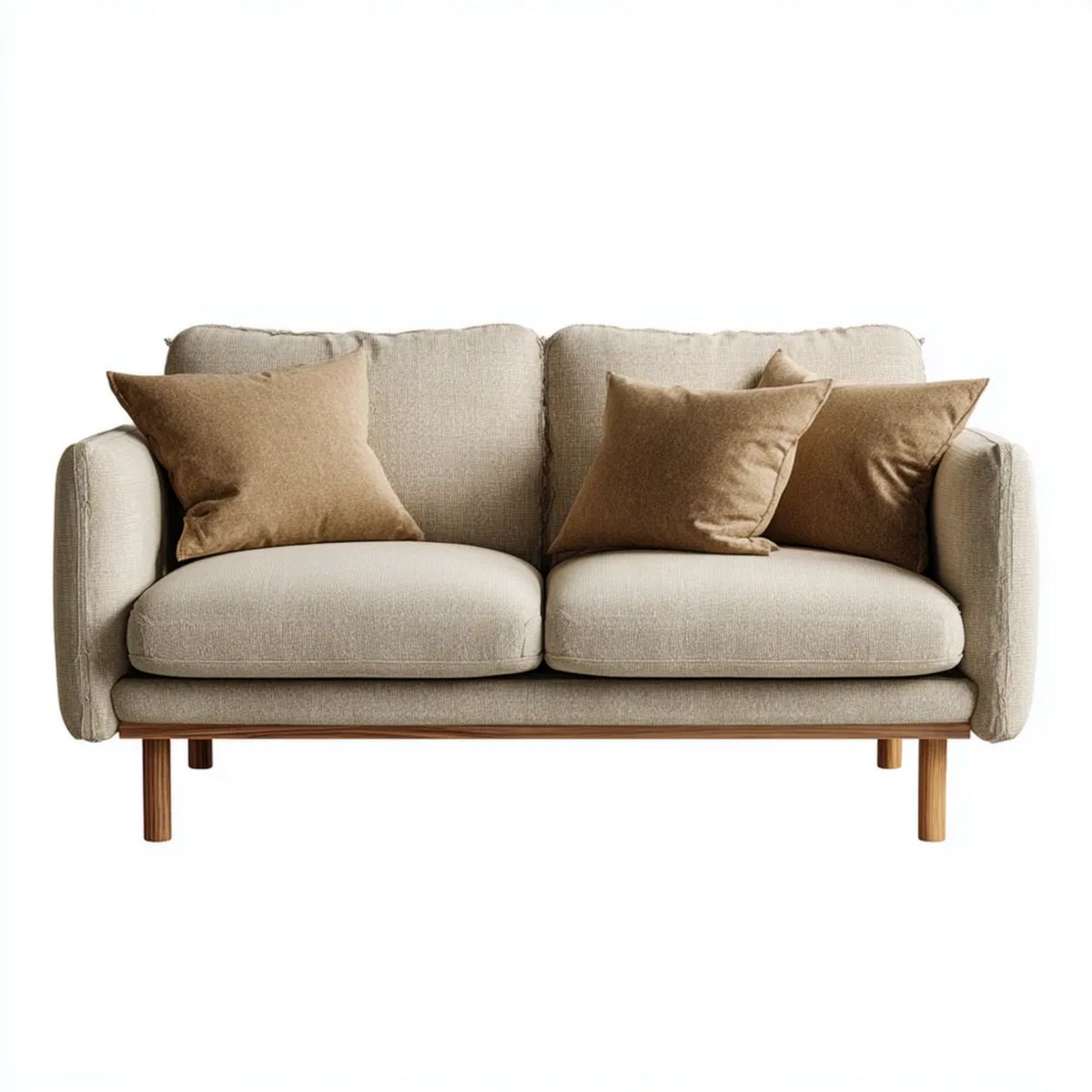 Sofa dwuosobowa beżowo-brązowa z tapicerką poliestrową 160 × 90 × 85 cm