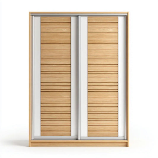 Dwudrzwiowa szafa przesuwna z laminowanego MDF, jasny dąb, 200 × 60 × 220 cm