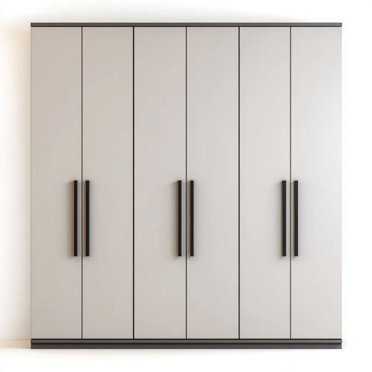 Szafa sześciodrzwiowa jasnoszara z laminowanej płyty wiórowej 270 × 60 × 240 cm