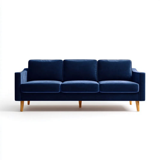 Granatowa sofa 3-osobowa z weluru poliestrowego 210 x 85 x 86 cm