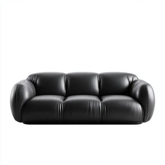 Czarna sofa trzyosobowa ze skóry syntetycznej PU 225 × 95 × 75 cm
