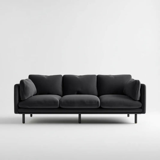 Czarna sofa trzyosobowa z tkaniny, 220 x 90 x 82 cm