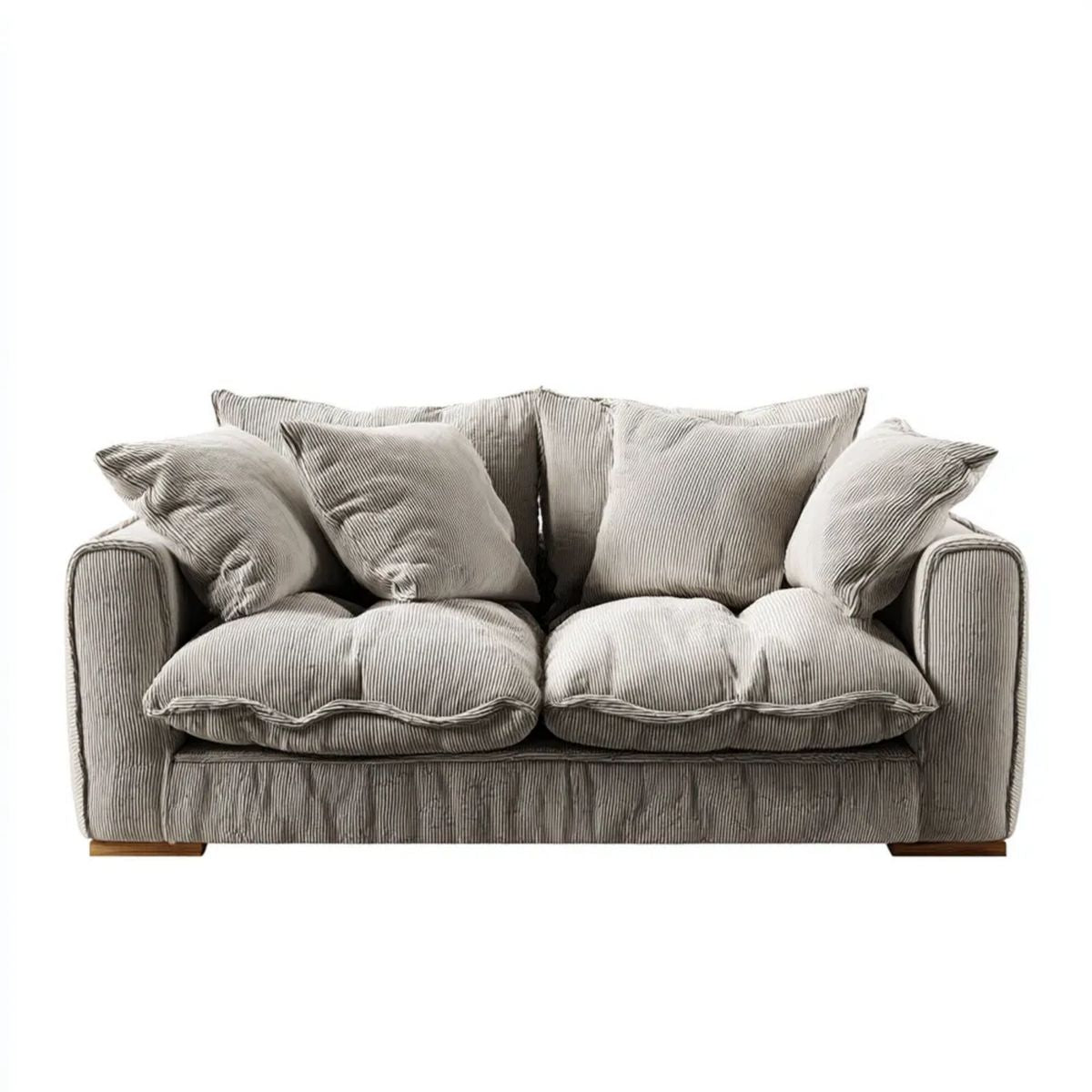 Sofa dwuosobowa sztruksowa szarobeżowa z pianką PU 180 × 95 × 85 cm