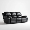 3-osobowa sofa relaksacyjna ze skóry syntetycznej PU, czarna, 210 x 95 x 100 cm
