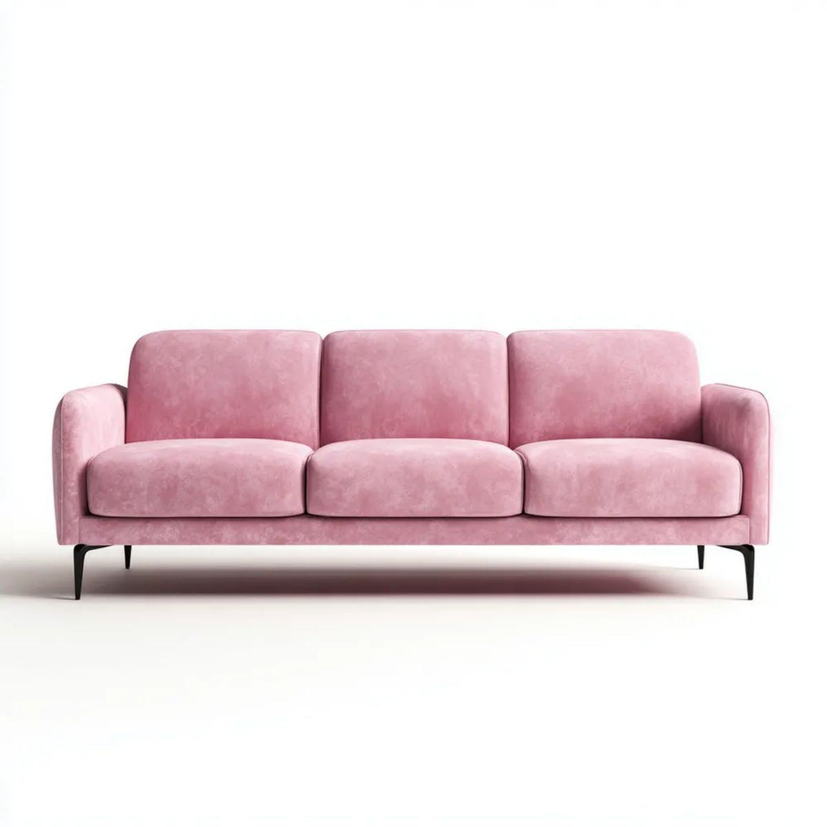 Trzyosobowa sofa aksamitna różowa 210 x 85 x 84 cm z czarnymi metalowymi nogami