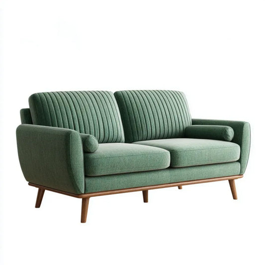 Dwuosobowa sofa zielono-brązowa z tapicerką poliestrową, 180 × 85 × 85 cm