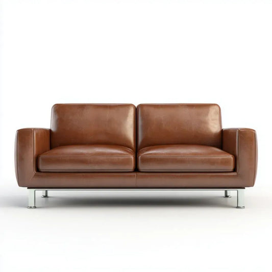 Dwuosobowa sofa brązowa z tapicerką ze skóry syntetycznej PU, 170 × 85 × 82 cm