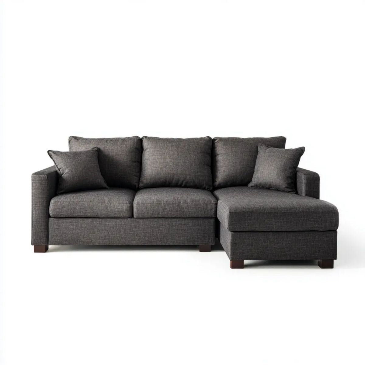 Prawostronna sofa narożna w kształcie L, grafitowa, 250 × 160 × 85 cm
