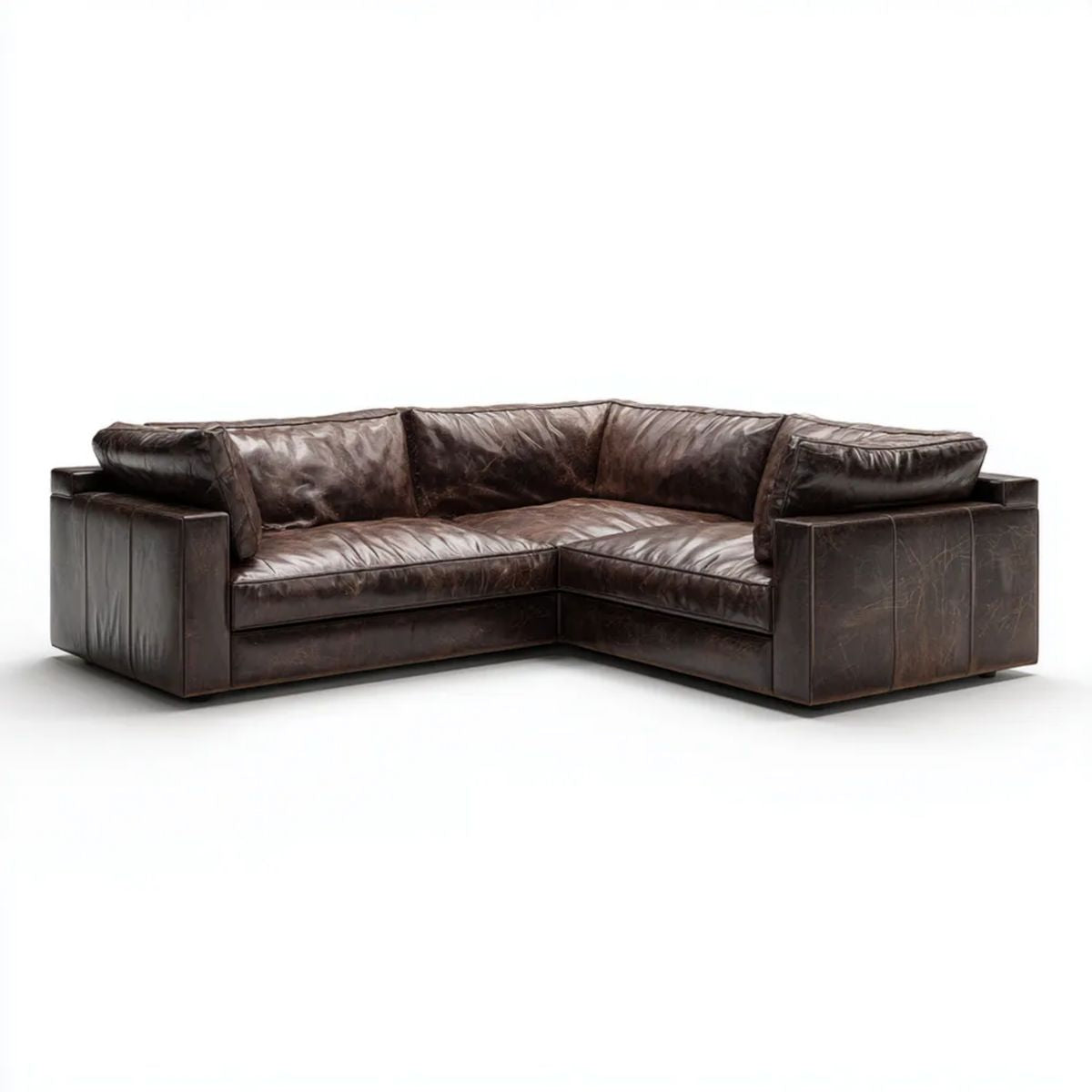 4-osobowa skórzana sofa narożna brązowa w kształcie L, 280 x 220 x 85 cm