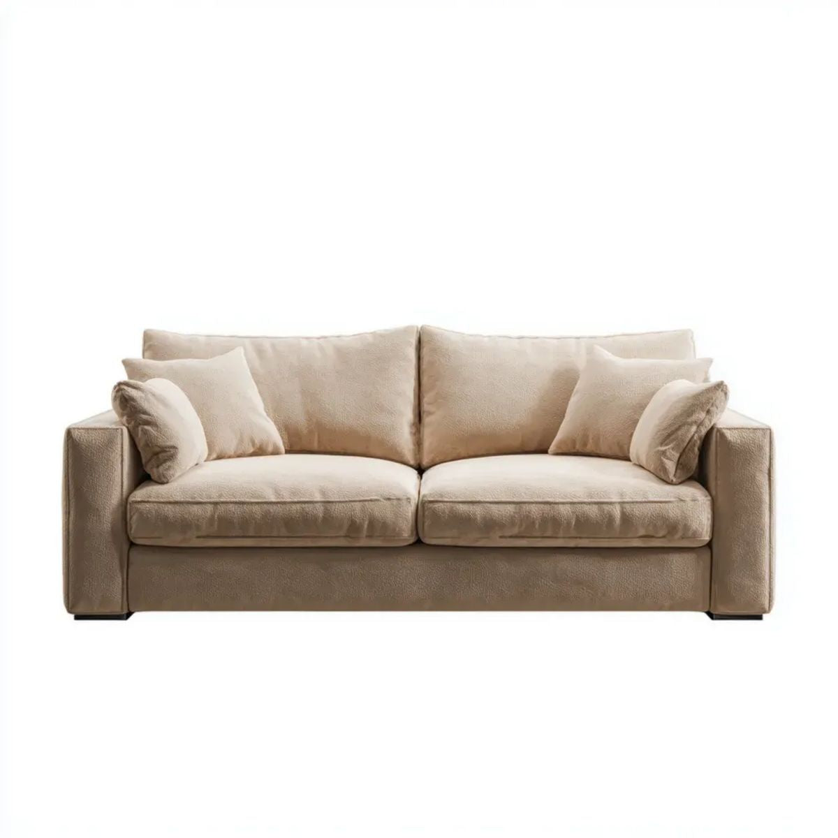 Trzyosobowa sofa beżowa z tapicerką poliestrową 230 x 100 x 85 cm