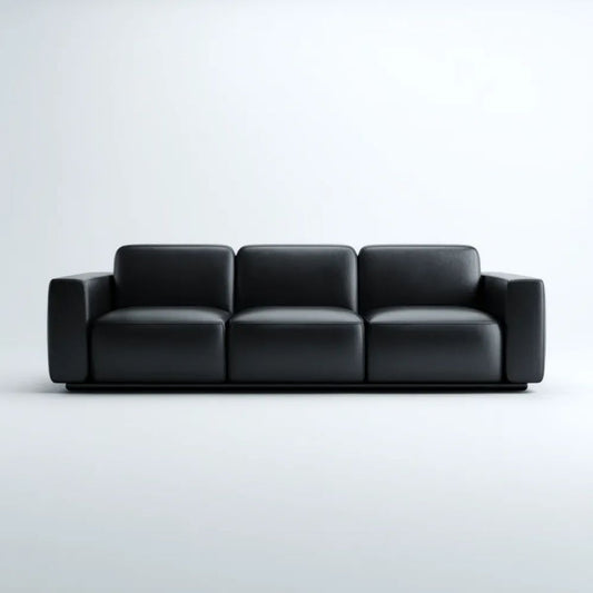 Czarna trzyosobowa sofa ze skóry syntetycznej 210 x 88 x 78 cm