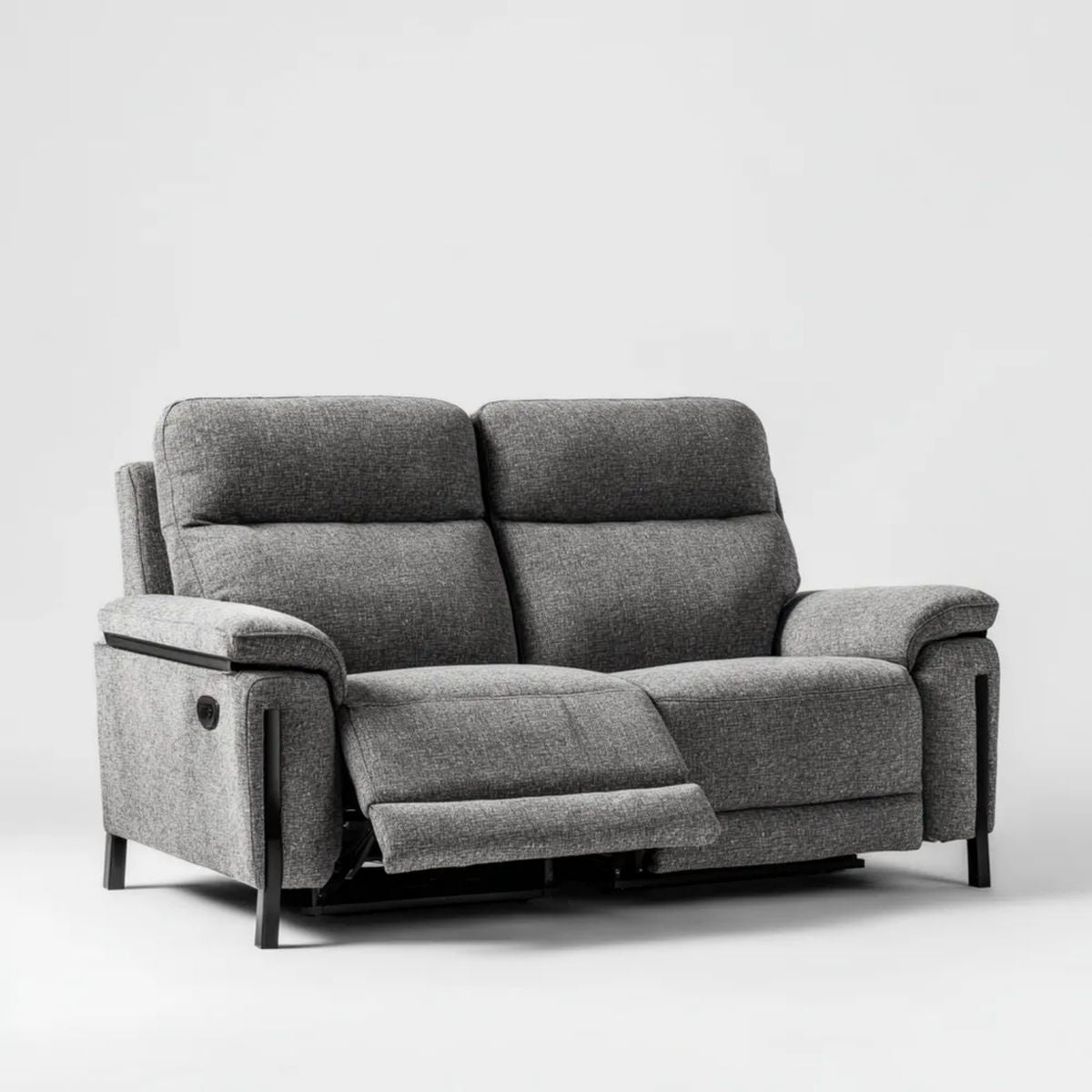 Dwuosobowa sofa z elektryczną funkcją relaks, szara tapicerka poliestrowa, 160 x 95 x 102 cm