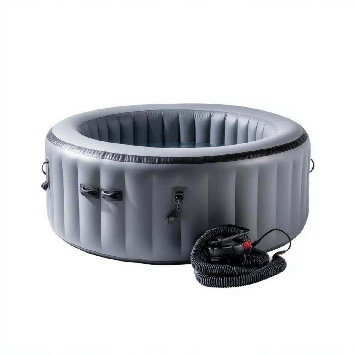 Dmuchane jacuzzi spa z PVC, okrągłe, szaro-czarne, Ø 180 x 66 cm, 4-osobowe
