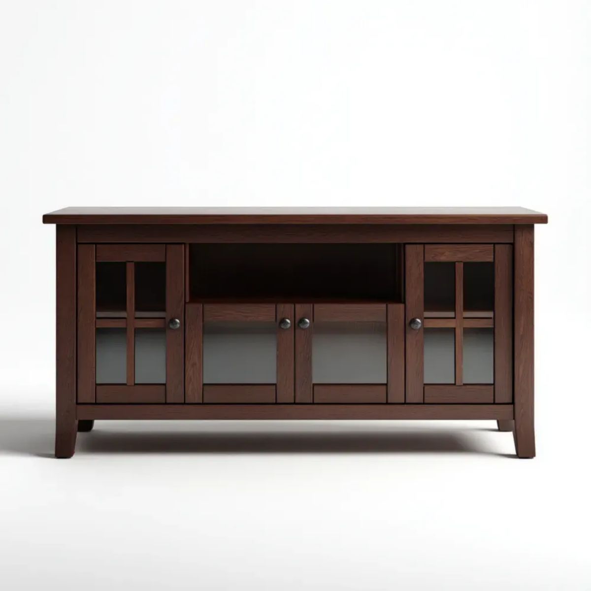 Szafka RTV z litego drewna mahoniowego, ciemnobrązowa, 160 x 40 x 75 cm