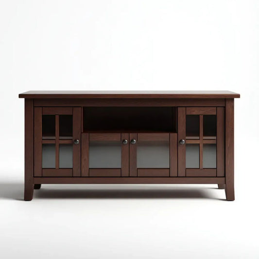 Szafka RTV z litego drewna mahoniowego, ciemnobrązowa, 160 x 40 x 75 cm