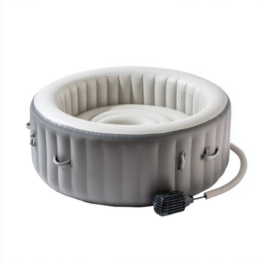Okrągła dmuchana wanna spa z PVC, szara, 180 x 66 cm, 669 l, z pompą grzewczo-filtrującą